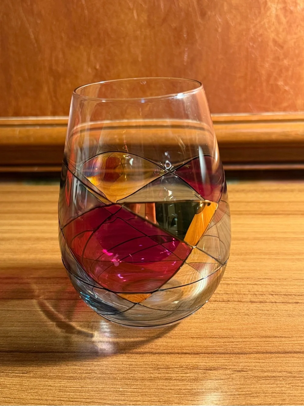 Cornet Barcelona Sagrada Stemless Wine Glass Hand Painted Signed Replacement